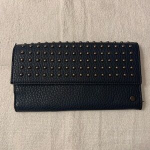 Neiman Marcus Navy Studded Clutch Wallet